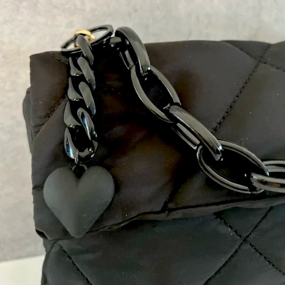 Chunky Link Chain Dangling 3D Heart Keyring & Handbag Charm
